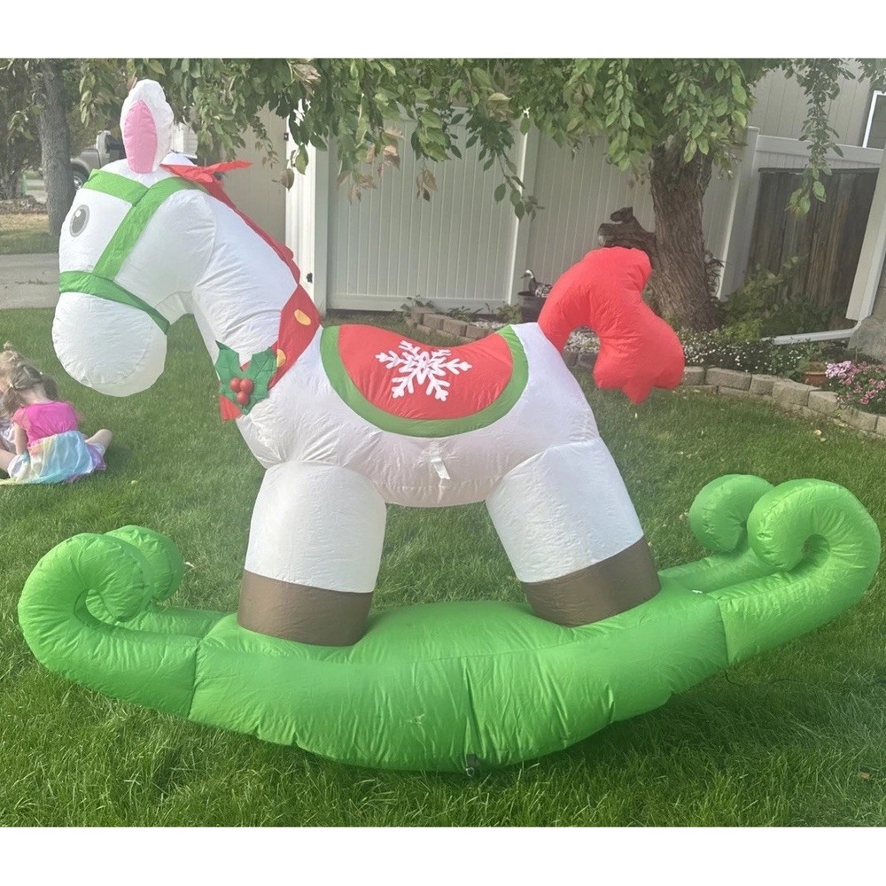 6‎ Foot Lighted Inflatable Rocking Horse Christmas Yard Decor